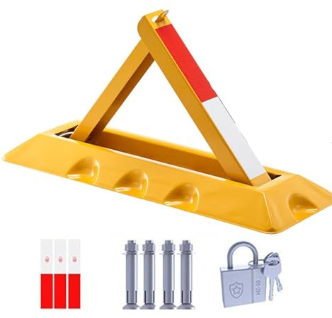 Barrière de stationnement de sécurité - Bloqueur de stationnement verrouillable pliable triangulaire pour le contrôle et la protection du véhicule