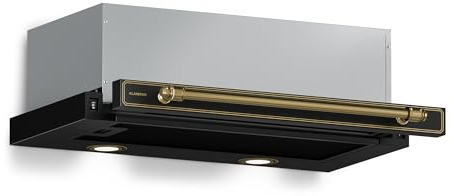 Klarstein Victoria Integrated Cooker Hood, 60cm Retro Under Cabinet Hood, 358 m³/h Airflow, Energy Class A++, LED Lighting, DC Motor, Carbon Filters, Rocker Switches, Extractor Fan Kitchen, Black