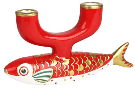 Talking Tables Koi-Fisch Kerzenhalter – Rot & Gold Doppelter Stabkerzenhalter für Hochzeiten, Heimdeko, Tischdekoration, einzigartiges Geschenk – 17,5 cm x 23,5 cm
