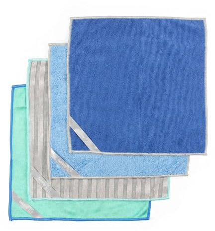 Beldray Anti Bac Microfibre Cleaning Cloths, Pack Of 4 | Antibacterial Treated, Includes General Textured Fluffy Silky Cloths, Washable Reusable, Streak Free For Glass Mirrors