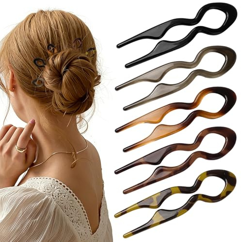 5 Stück braune und schwarze Mini-Haarnadeln in U-Form, französische Haarnadeln für Damen, ergonomisches Haarstyling-Werkzeug, Dekorationszubehör, sicherer, rutschfester Haarclip für Dutt und