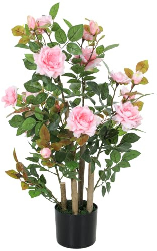 HOMCOM 90cm künstlicher Rosenbaum UV-beständig, Pink