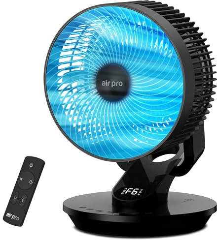 Air Pro 10 Desk Fan SmartVoice™ & Remote Control 3D Oscillation Fan 12 HR Timer, Quiet Copper Motor Air Cooling & Circulator Table Fan - Small Fan with 6 Speeds Mini Desktop Fan Office Home Bedroom
