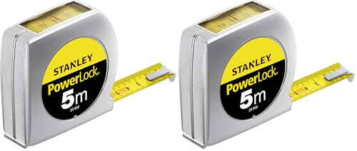 STANLEY 0-33-932 mètre 5 m x 19 mm Powerlock Fabriqué en France - Lecture Directe - Ruban Large - Revêtement Blade Armor et mylar - Crochet 3 Rivets - Boitier Abs Antichoc - Blocage de Ruban