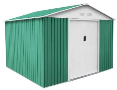 GARDIUN KIS12804 - Caseta Metálica Bristol 7,74 m² Exterior 241x321x205 cm Acero Galvanizado Verde