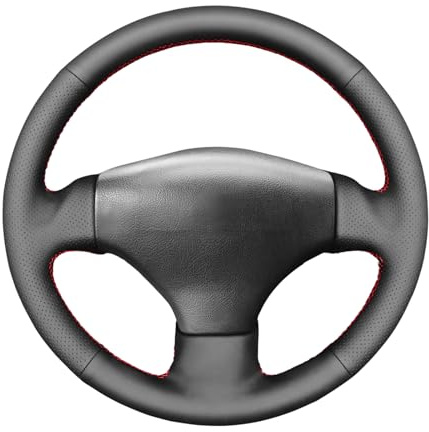 MEWANT Lenkradbezug für Peugeot 206/206 CC / 206 SW Hand Nähen Lenkradschoner | für Peugeot 206 / 206 CC / 206 SW Hand Nähen Lenkradschoner Atmungsaktiv Für Beheizte Lenkräder Langlebig
