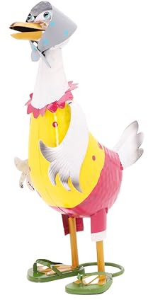 Christmas Concepts® 390mm (15'') Standing Metal Duck Sculpture- Indoor/Outdoor Garden Decoration (Yellow Lady)