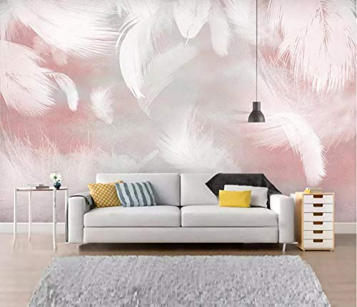 Fototapete 3D Effekt Rosa Feder Tapete Modern Vlies Riesiges Bild Wohnzimmer Schlafzimmer Jugendzimmer Dekoration 300x210CM