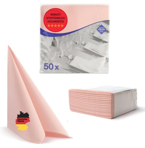 AROBA 100 Stück Airlaid Servietten 40x40 cm - Stoffähnliche Einweg Tischservietten - Hochwertige Dekorative Servietten für Hochzeit, Events, Hotels, Restaurants - Rosa