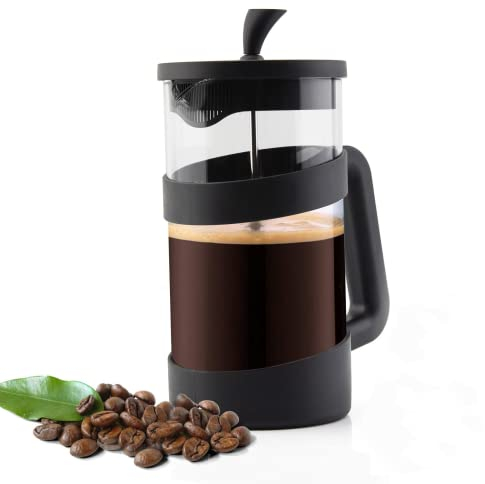 RAINBEAN 8 Cup Cafetiere Coffee Press, French Press Maker for Filter Coffee, Loose Tea and Milk Froth, with Triple Stainless Steel Filter, Heat Resistant Borosilicate Glass, 1000 ML / 34 oz