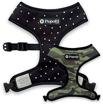 Pepolli Hundegeschirr | Geschirr für Französische Bulldogge, Frenchie, Frenchbulldog, Mops (M (Hals 37–40 cm, Brust 52 – 71 cm), Galaxy)