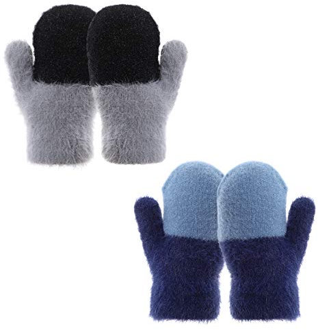 TAGVO Winter Kleinkind Warm Strick Handschuhe & Fäustlinge für Jungen Mädchen, 2 Paare Dicke Weiche Kinder Handschuhe, Fleece Liner Elastische Baby Handschuhe (Alter für 6 Monate bis 3 Jahre)