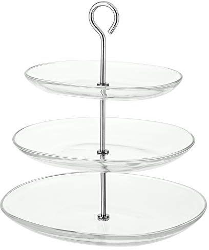 KVITTERA Présentoir à 3 étages en verre transparent et acier inoxydable 27 x 34 cm