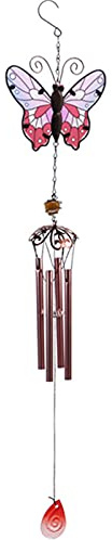 Fanjow Campana de viento de mariposa hecha a mano de metal para exteriores, campana de viento de mariposa romántica móvil para el hogar, fiesta, decoración de festivales, decoración de jardín,