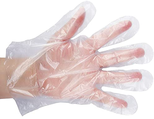 si 1000 PCS Guantes Desechables de Plástico Transparente de Polietileno, Guantes de PE Transparentes para Cocinar Limpieza Pintura Coloración del Cabello