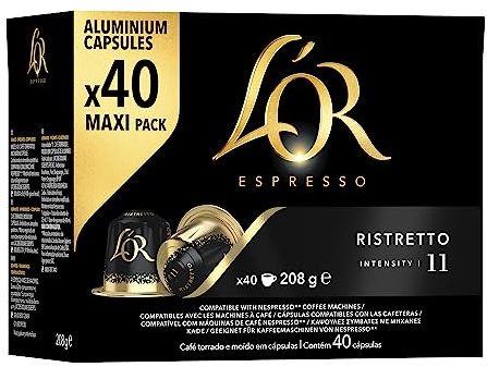 L'OR Espresso Café Ristretto | 200 Cápsulas | Intensidad 11, Compatible con máquinas Nespresso