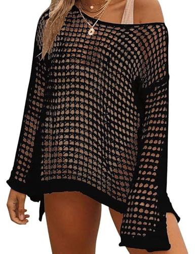 Bsubseach Paréo Femme Plage Mini Robes Grande Taille Tunique Décontracté Kimono Bohême Mode Bikini Cover Up Crochet Blouse