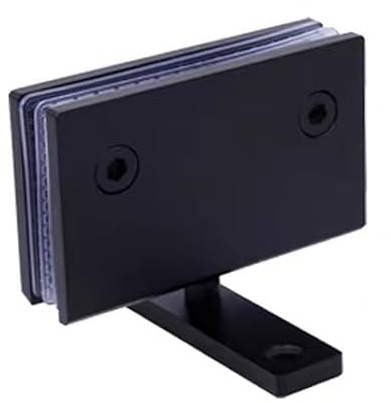 WANLIAN Robuste 360-Grad-Glastür-Schrankklemme, rahmenlos, schwenkbar, für Duschtüren, Scharnier, Ersatzteile, Wand-zu-Glas, 304 Edelstahl, Schwarz