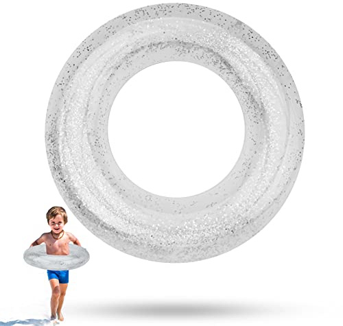 Pailletten Schwimmring Transparent Schwimmring Pool Schwimmer Gummischwimmrohr Wasser Pool Spielzeug Regenbogen Schwimmen Schwimmer für Sommer Pool Strand Party Kinder Erwachsene