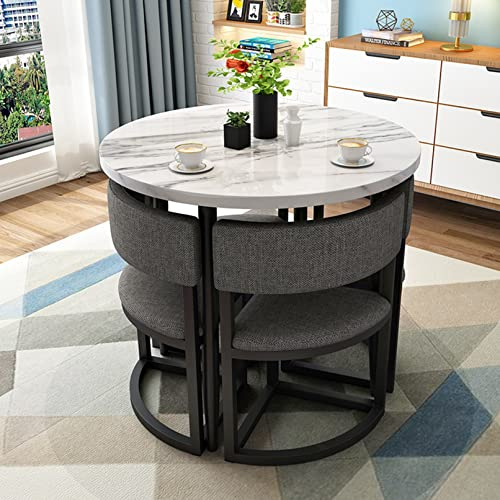 Dining Table Set for 4 Small Round 80cm Dinner Breakfast Dinette Conference Room Tables Space-Saving Office Apartment Study Balcony Kitchen Coffee Sofa Seat Restaurant Hotel Lounge Reception Table ( C