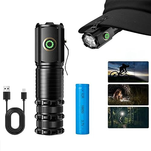 YZYOE Portable Rechargeable Super Bright Pocket Light，1500 Lumens Triple Core Outdoor Tactical Mini Flashlight, Tail Magnet with Clip Multifunctional Flashlight，Camping, Emergencies.