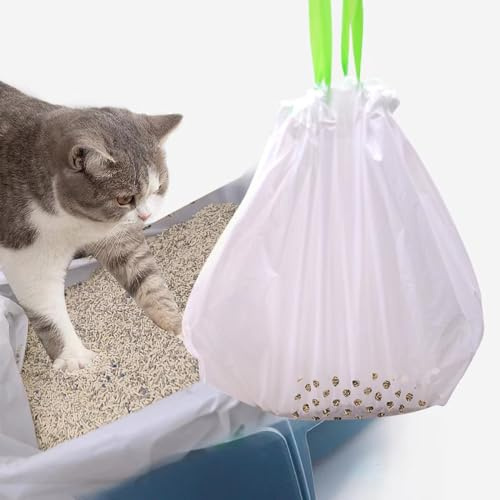 Katzenstreu-Filterbeutel 3 Tüten (21 Stück) Katzenstreu-Reinigungswerkzeug Haltbarer Kordelzug zum Verstecken Praktisches Haustier-Katzenzubehör zum Reinigen