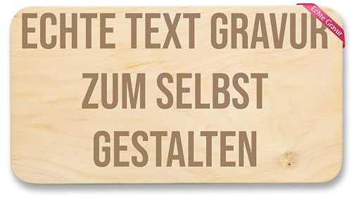 Frühstücksbrettchen Holz Natur - Echte Text Gravur zum selbst gestalten I Wunschtext Gravur - 22x12 - Holz - personalized cutting board personalisierte geschenke gravieren￼ custom brettchen