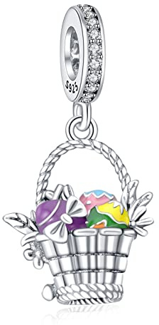 Rimgoris 925 Sterling Silver Charm for women bracelets necklace Firefly Glow-At-Night Solid Rabbit Pink Heart Mothers Day Basket of Easter Eggs Ladybug Lucky Clover Butterfly Hummingbird