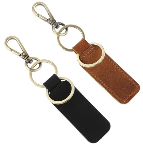2 Pièces Porte-Clés En Cuir Personnalisés Pour Hommes et Femmes - Petit Cadeau D'anniversaire Sans Logo En Cuir Pur Pour Personnes Préférées