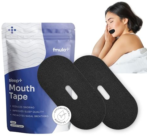 fmula+ Sleep Tape 30 Strips - Mouth Tape for Sleeping, Snoring Aid Mouth Tape for Men and Women, Helps Stop Snoring and Supports Nasal Breathing, Black