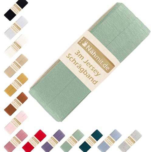 Nähmit - Jersey Schrägband - elastisches vorgefalztes Einfassband 3 Meter x 20mm