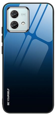 ILING Funda para Motorola Moto G84 5G, Ultra Delgado Elegante Degradado de Color Dura Vidrio Templado Carcasa, Suave Silicona TPU Bumper Antigolpes Cubierta (Azul Elegante)