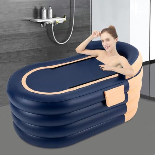 Portable Inflatable Hot Bathtub, Blow Up PVC Air with Anti-Slip Surface for Family Bathroom SPA Massage 84 * 140 * 74cm