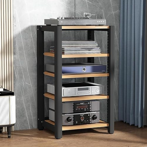 Yoeoefuo HiFi-Rack Druckerregal Plattenregal 4/5-stufige Audio-Rack-Tower HiFi-Möbelsystem Phonoschrank Mit Verstellbarem Einlegeboden Wohnzimmer-Rack HiFi-Station Lagerregal(Style 2,100x50x60cm)