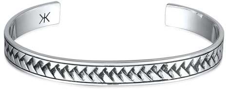 Kuzzoi Massiver Silber Armreif Männer 925 Silber Zopf-Design Light | Oxid-Finish