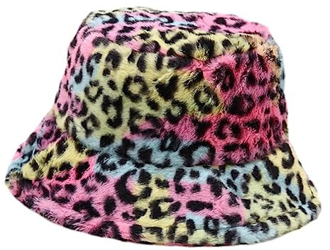 Holibanna Plüsch Fischerhut Mit Leopardenmusterm 56-58cm Warme Wintermütze Für Damen Und Freizeit