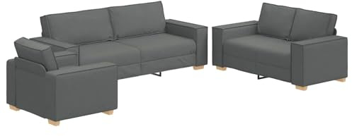 vidaXL Juego de Sofá Moderno Gris Oscuro para 6 | Asientos Elegantes de Sala de Estar | Estructura de Madera y Poliéster Duradera | Acabado de Tela Texturizada | Muebles Amigables para la Familia | G