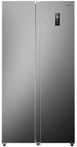 HYE American Fridge Freezer - Side By Side American Style Fridge Freezer, Frost Free, 500L Freestanding Design, Low Noise (40dB), Cool Silver Finish - RF01AM520S03