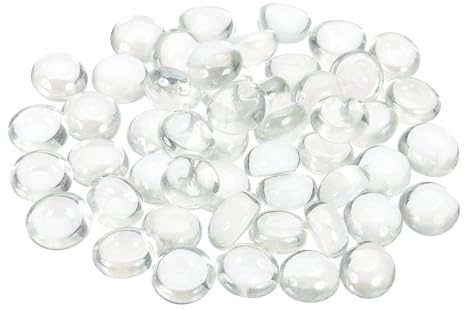 sourcing map 50Pcs Flat Glass Marbles, Decorative Glass Pebbles Gems Marble Beads Gemstone Vase Fillers Beads for Home Decorative Art Craft Vase Filler, Clear(12-14mm)