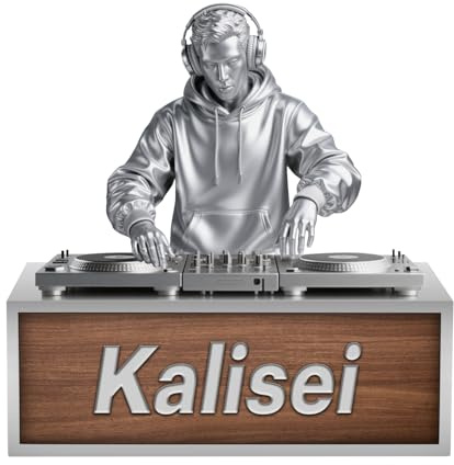 Impresión personalizada 2D acrílico DJ reproductor escritorio ornamento placa, nombre personalizado DJ música discoteca mezclador discoteca decoración cartel, regalo para Navidad (S-01)