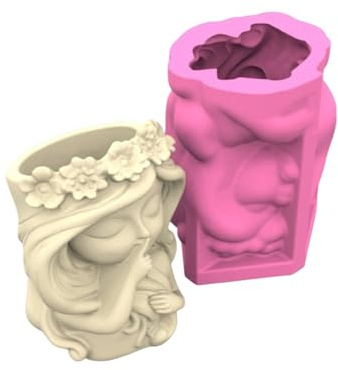 Molde de silicona reutilizable para maceta, plantilla decorativa de cerámica para niña, para resina, cemento, yeso, manualidades y jardinería, pasatiempos, maceta de hormigón para plantas
