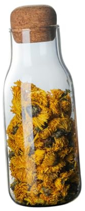 Cabilock Tarro de Vidrio Transparente con Tapa de Corcho Recipiente Sellado para Alimentos y Granos Contenedor de Almacenamiento para Té Flores Secas y Secos