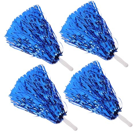 OSOLADY 4 Pom Poms Cheerleading Blu Leggeri e Resistenti con Manico Ergonomico per Danza Sportiva Feste e