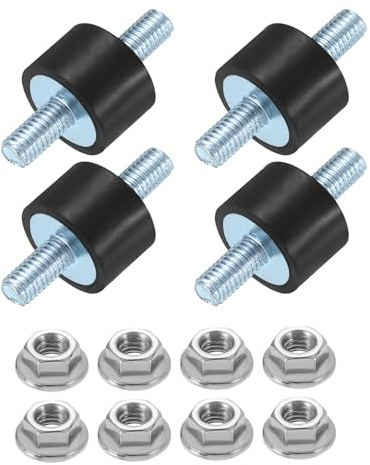 QUARKZMAN 4 Stück Gummipuffer M5 x 10mm, 10 x 15mm Gummifuß Mit Schraube | Naturgummi, Verzinkter Stahl, Antivibrationspuffer für Luftkompressoren, Pumpen, Motoren, Industriemaschinen