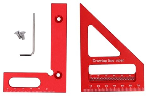 Righello di misurazione multiangolo 3D, goniometro quadrato per la lavorazione del legno in lega di alluminio, righello triangolare 45-90 gradi con chiave inglese e viti, per