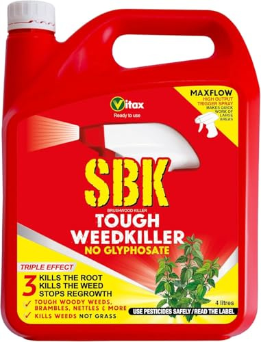 SBK Brushwood Killer 4L (Pack of 1) – Tough Weedkiller & Stump Killer | Extra Strong Ready-to-Use Weed Killer for Brambles, Nettles & Woody Weeds | Garden Use
