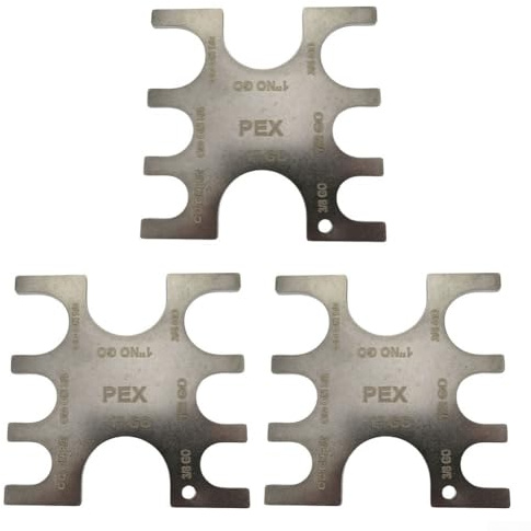 PEX - Set di utensili a crimpare con manometro Go/No-Go, confezione da 3 per tubi PEX da 3/8 pollici e anelli a crimpare in rame, connettori professionali per raccordi idraulici (modello 23080)