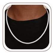 UPFAI S925 Sterling Silver Chain Necklace for Men, Sterling Silver Cuban Link Curb Chain Necklace Jewellery Holiday Gift 4mm 22Inch