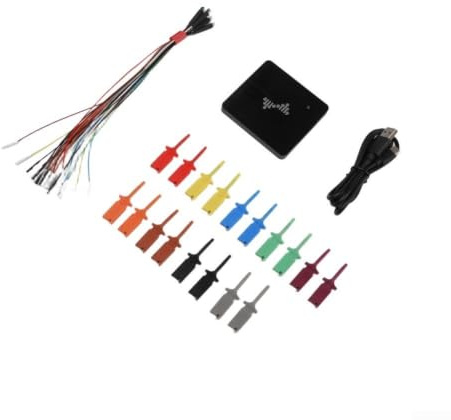 DSLogic U2Basic - Analizador lógico de 16 canales, 100 MHz, USB, probador de señal digital para UART I2C para depuración spi, pruebas de circuitos electrónicos, diseño compacto negro