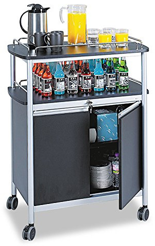 Safco Mobile Beverage Cart, 75 lbs. Capacity, Contemporary Design, Swivel Wheels, Black